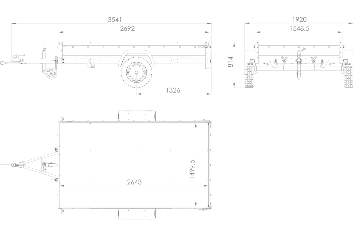 TrailerHafen Garden Trailer 265 KIPP – Anhänger 2643×1499 mm, 750 kg zGG