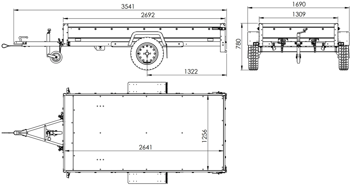 TrailerHafen Garden Trailer 264 KIPP – Anhänger 2641×1256 mm, 750 kg zGG