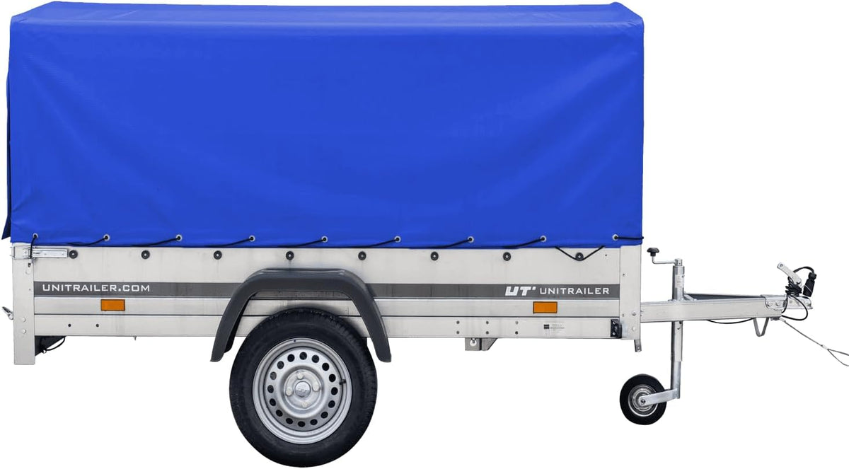 TrailerHafen Garden Trailer 230 Kipp 750 kg – mit Stützrad, blauer Hochplane und Hochspriegel