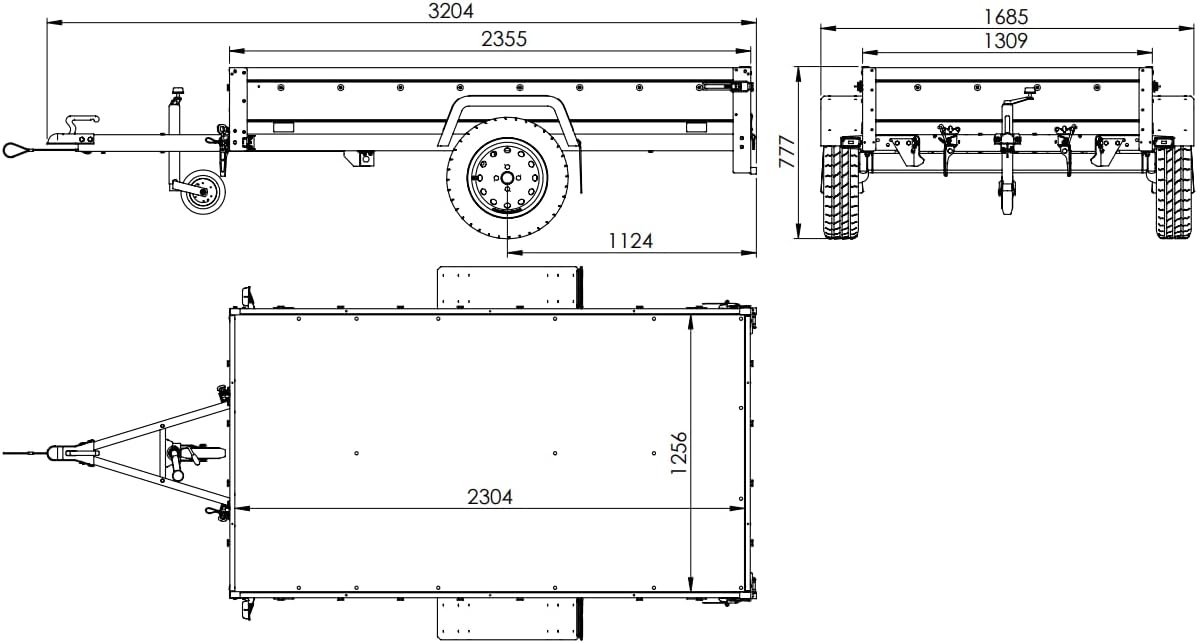 TrailerHafen Garden Trailer 230 Kipp 750 kg – mit Stützrad und 110 cm Hochplane