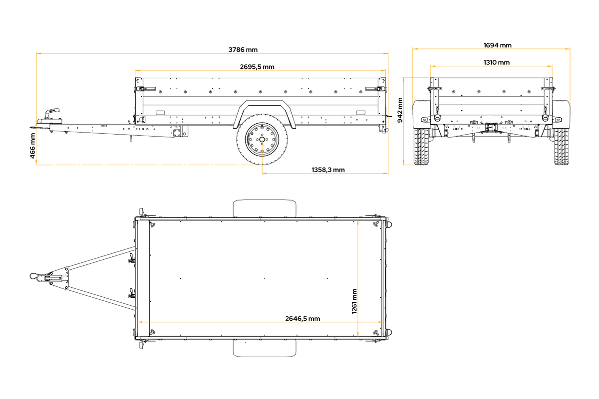 TrailerHafen Force 264 KIPP – Anhänger 2647×1260 mm, 750 kg zGG