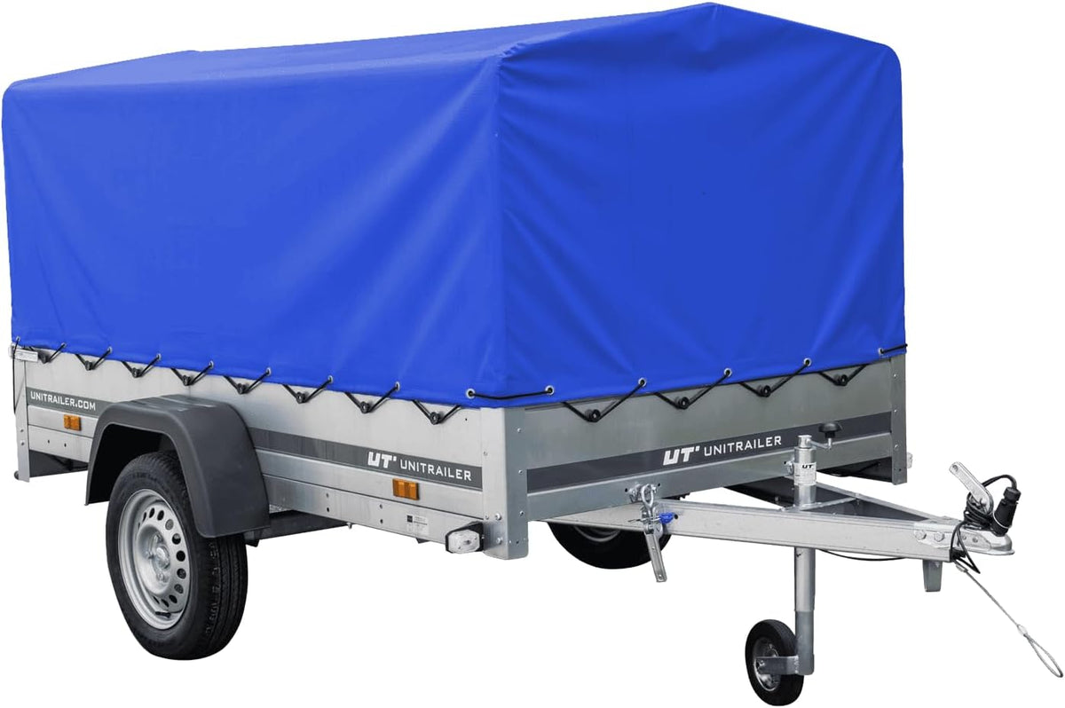 TrailerHafen Garden Trailer 230 Kipp 750 kg – mit Stützrad, blauer Hochplane und Hochspriegel