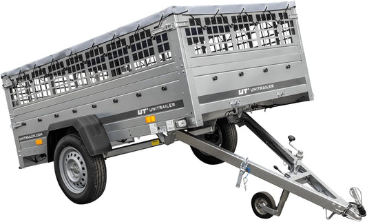 TrailerHafen Garden Trailer 230 Kipp 750 kg – mit Gitteraufsatz, Flachplane und Stützrad