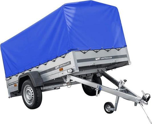 TrailerHafen Garden Trailer 230 Kipp 750 kg – mit Stützrad, blauer Hochplane und Hochspriegel