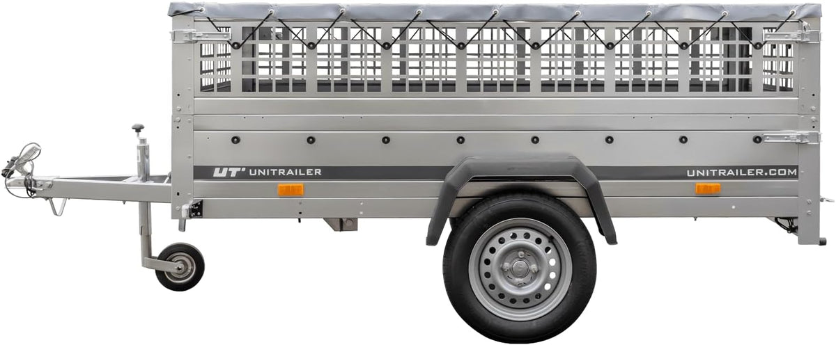 TrailerHafen Garden Trailer 230 Kipp 750 kg – mit Gitteraufsatz, Flachplane und Stützrad