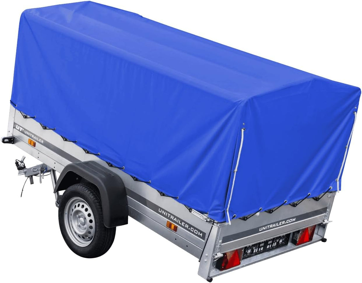 TrailerHafen Garden Trailer 230 Kipp 750 kg – mit Stützrad, blauer Hochplane und Hochspriegel