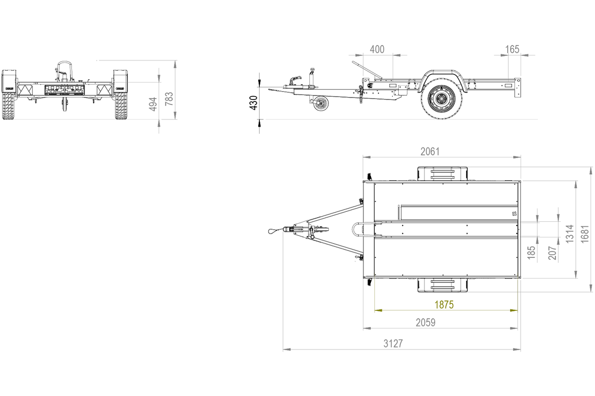 TrailerHafen Moto 1/R – Anhänger 2200×1303 mm, 750 kg zGG