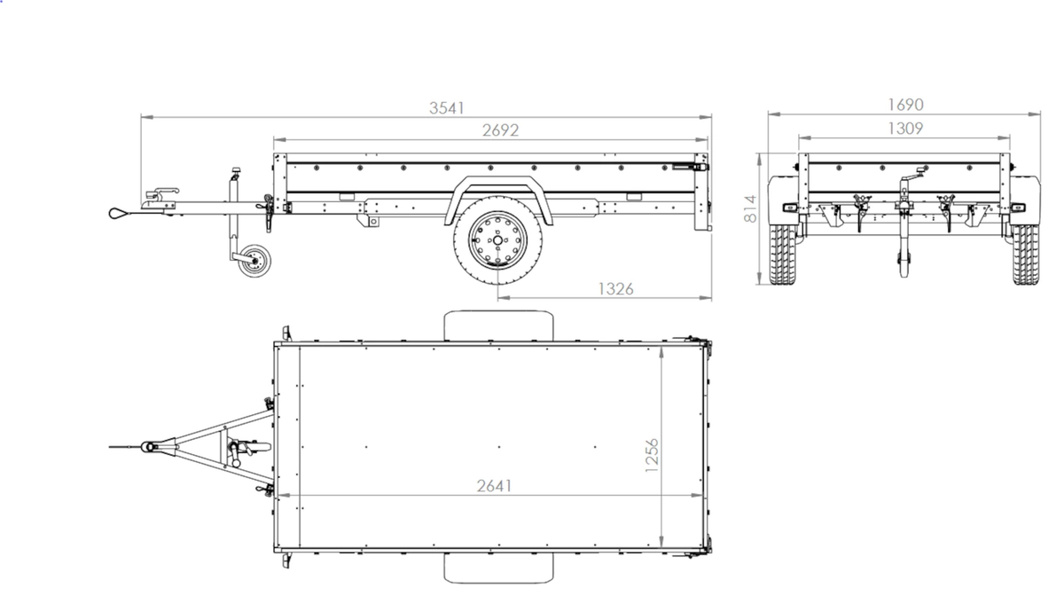 TrailerHafen Garden 264/R KIPP – Anhänger 2641×1256 mm, 750 kg zGG