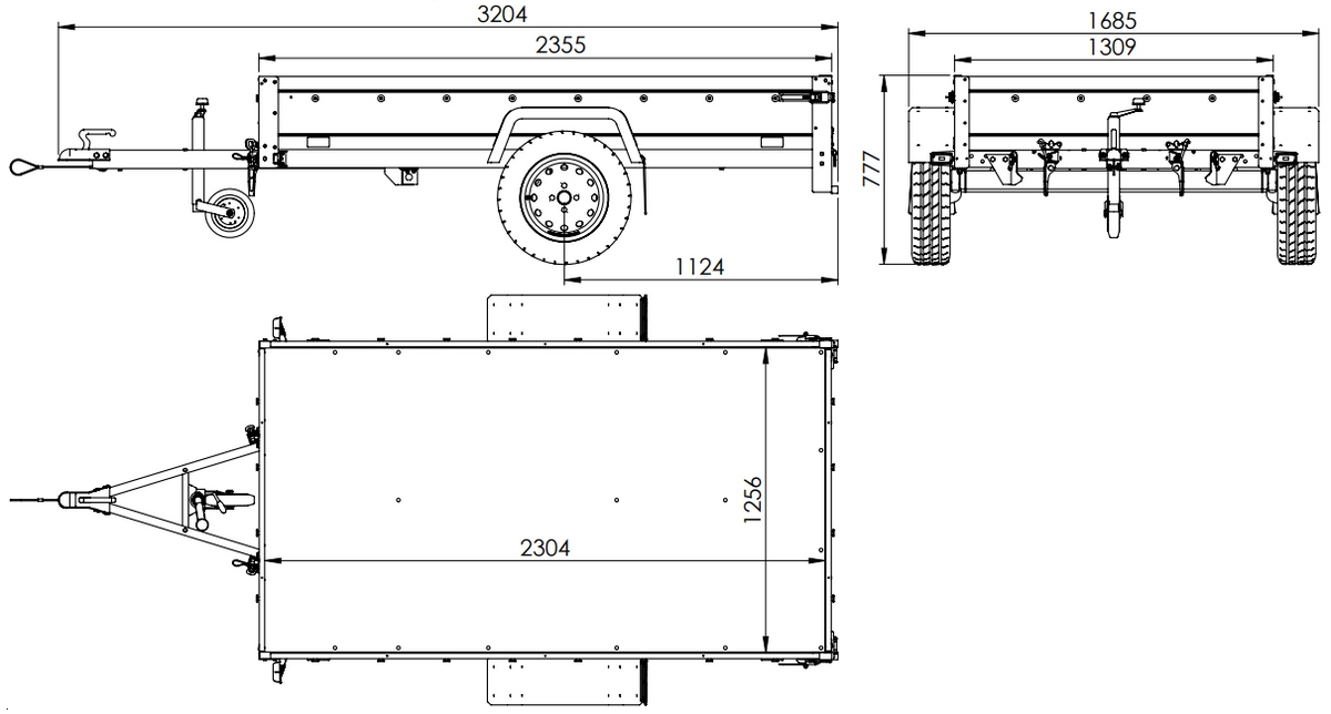 TrailerHafen Garden 230 KIPP ALU – Anhänger 2305×1256 mm, 750 kg zGG